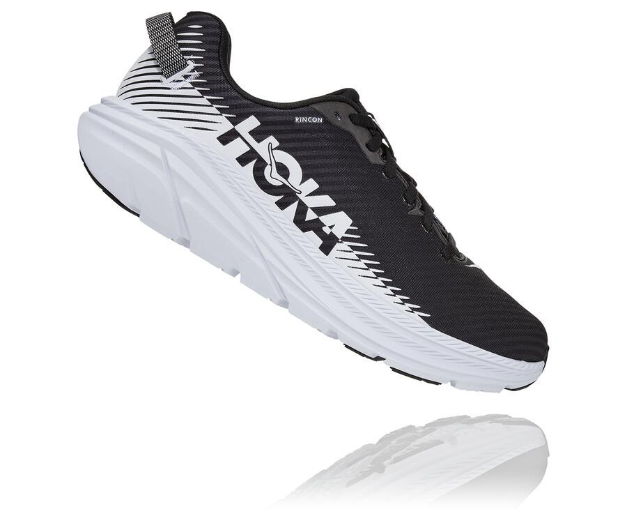 Hoka One One Running Shoes Mens Black/White - Rincon 2 - 74058JNSG